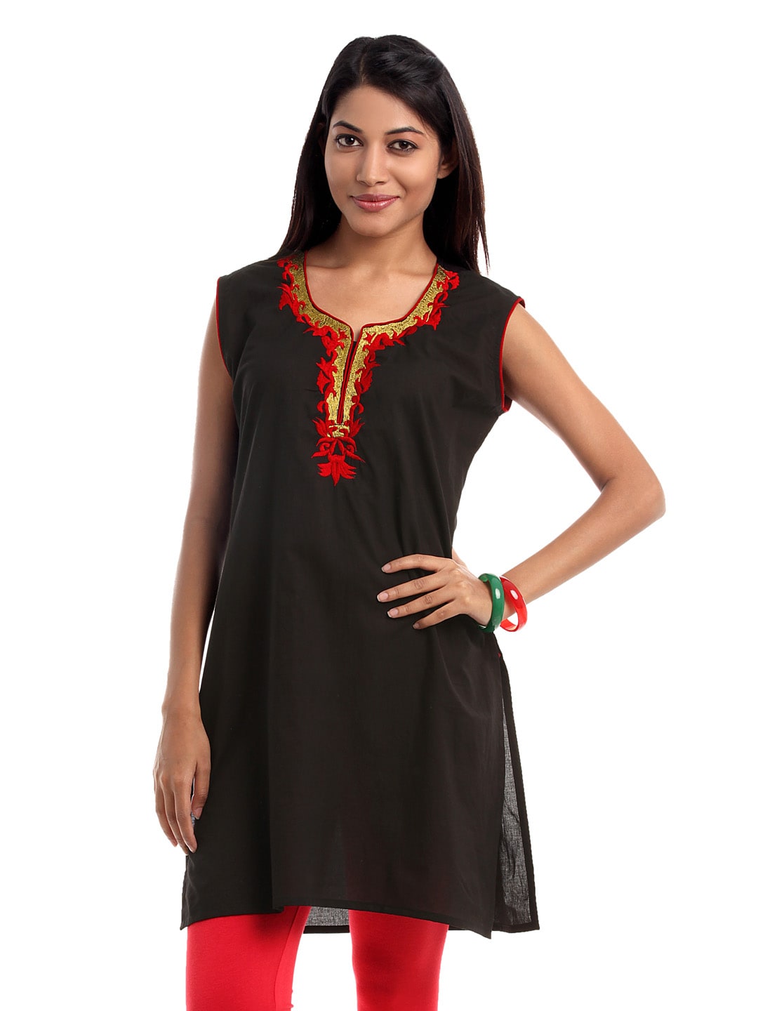 Shree Women Black Embroidered  Kurta