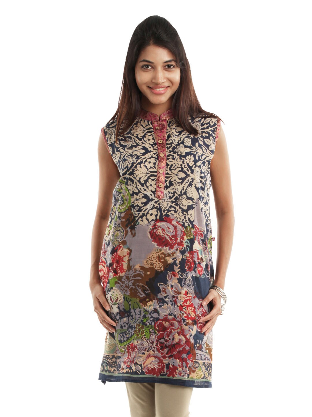 Shree Women Navy Blue Printed Kurta