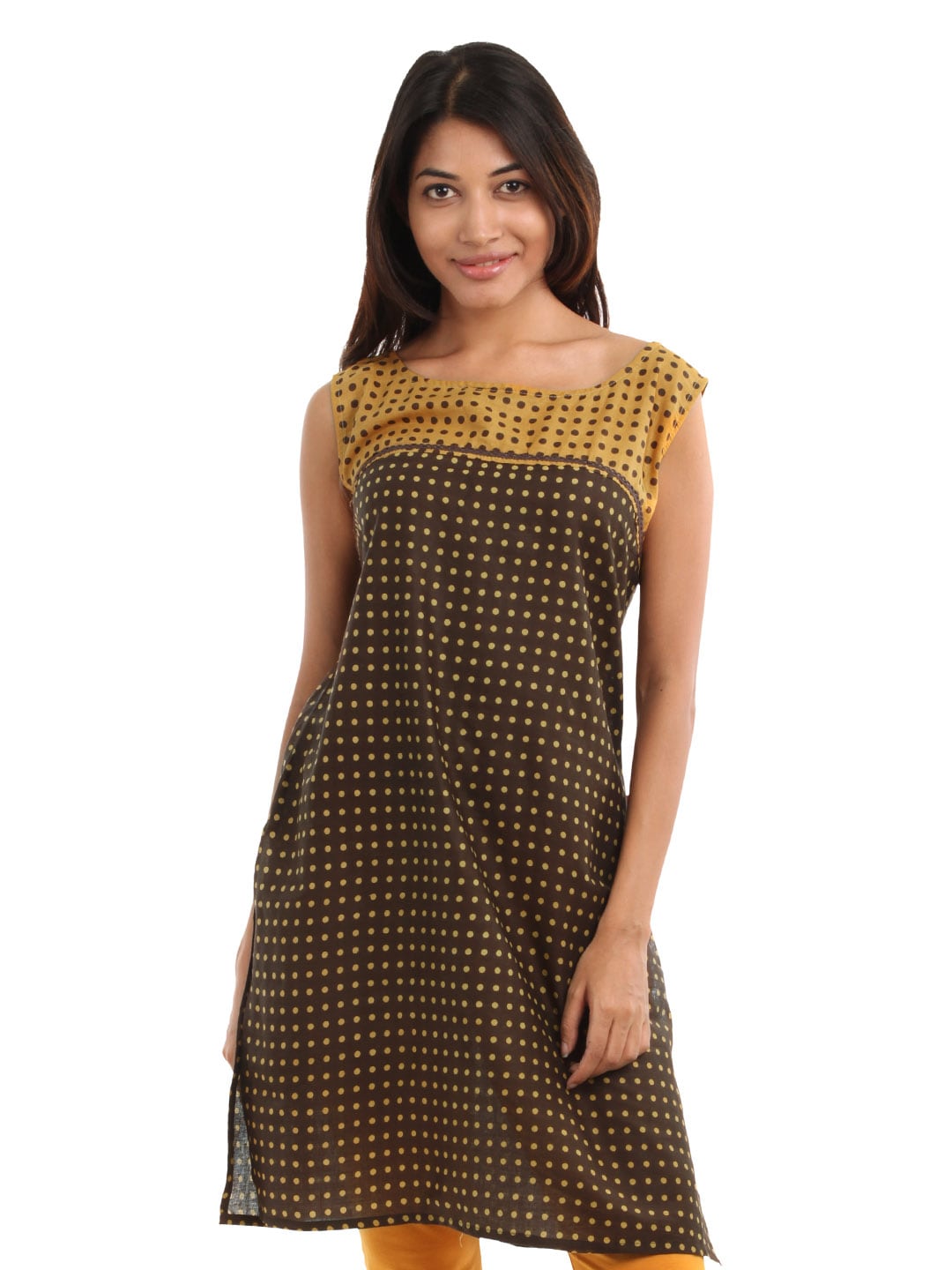 Shree Women Brown & Mustard Kurta