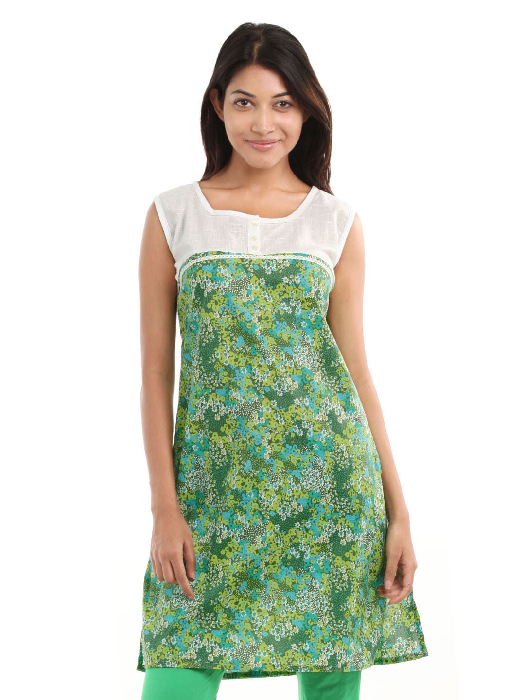 Shree Women Green & White Printed Kurta