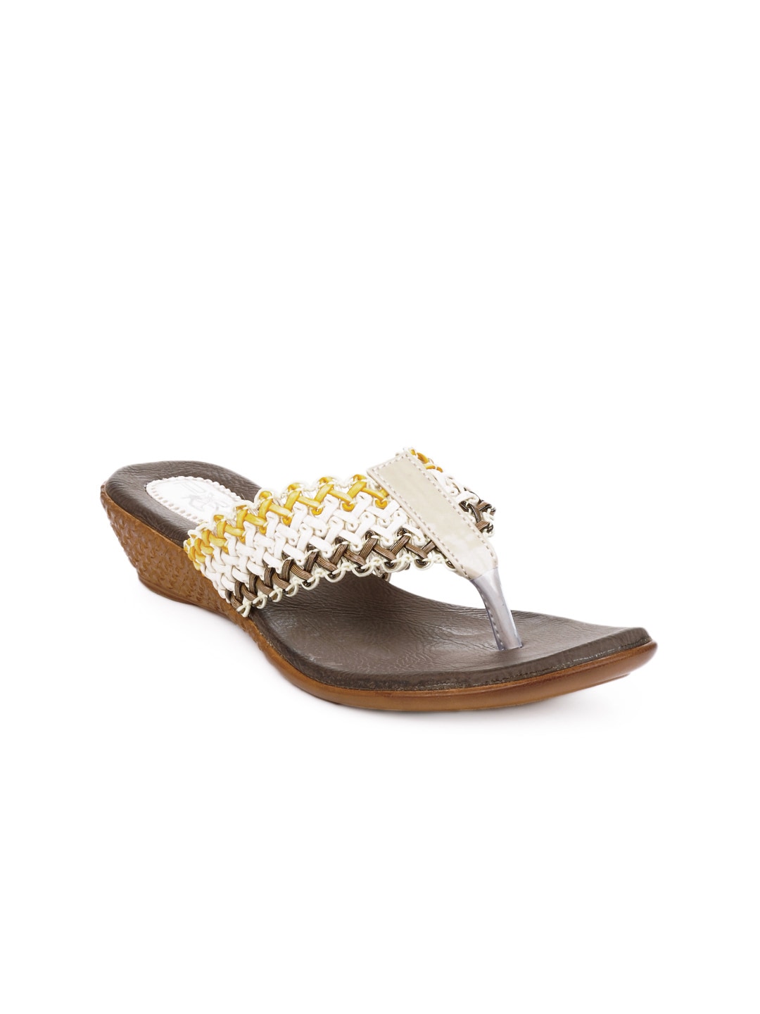 Portia Women White & Brown Wedges