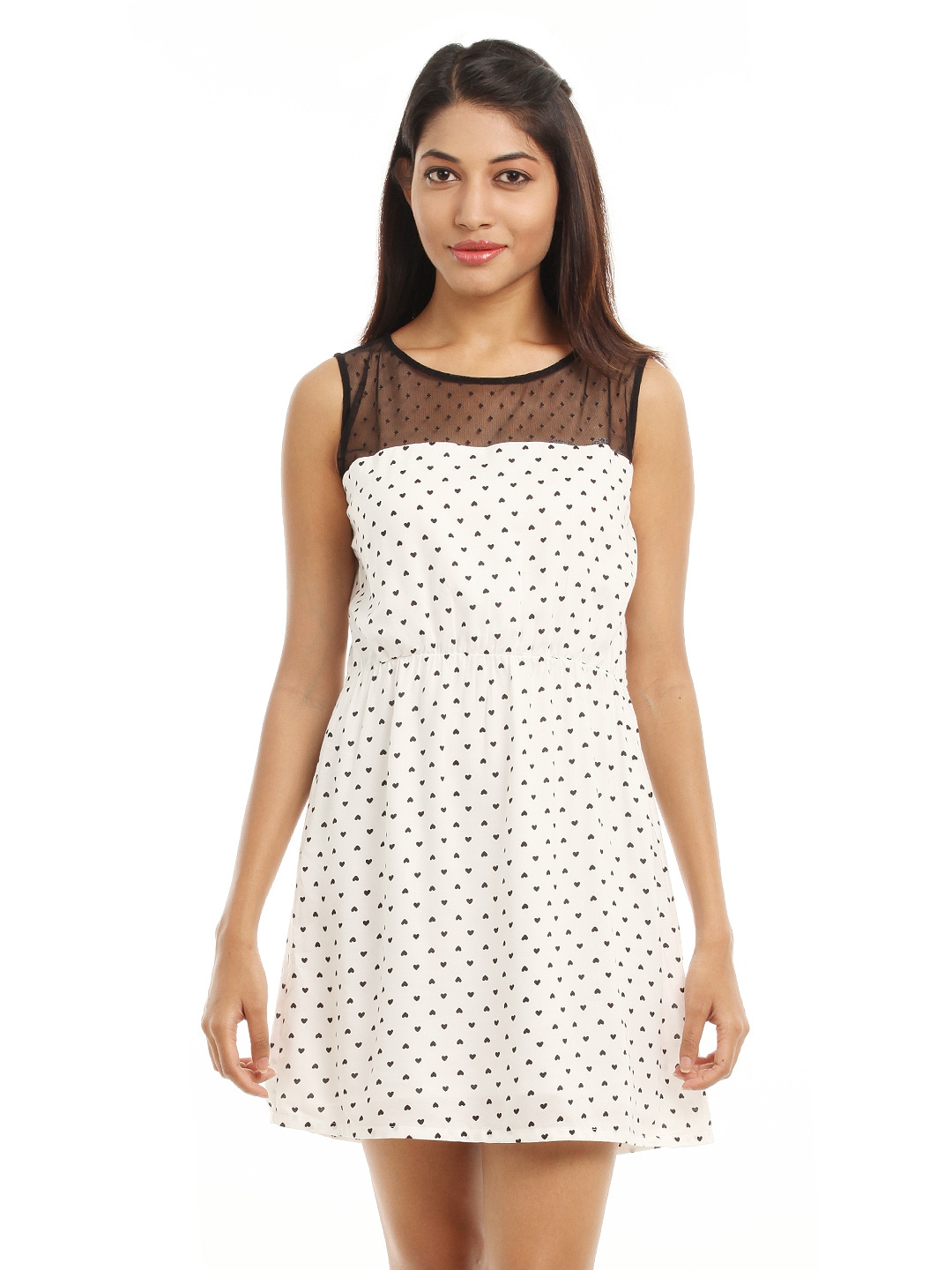 Femella Women White Heart Print Dress