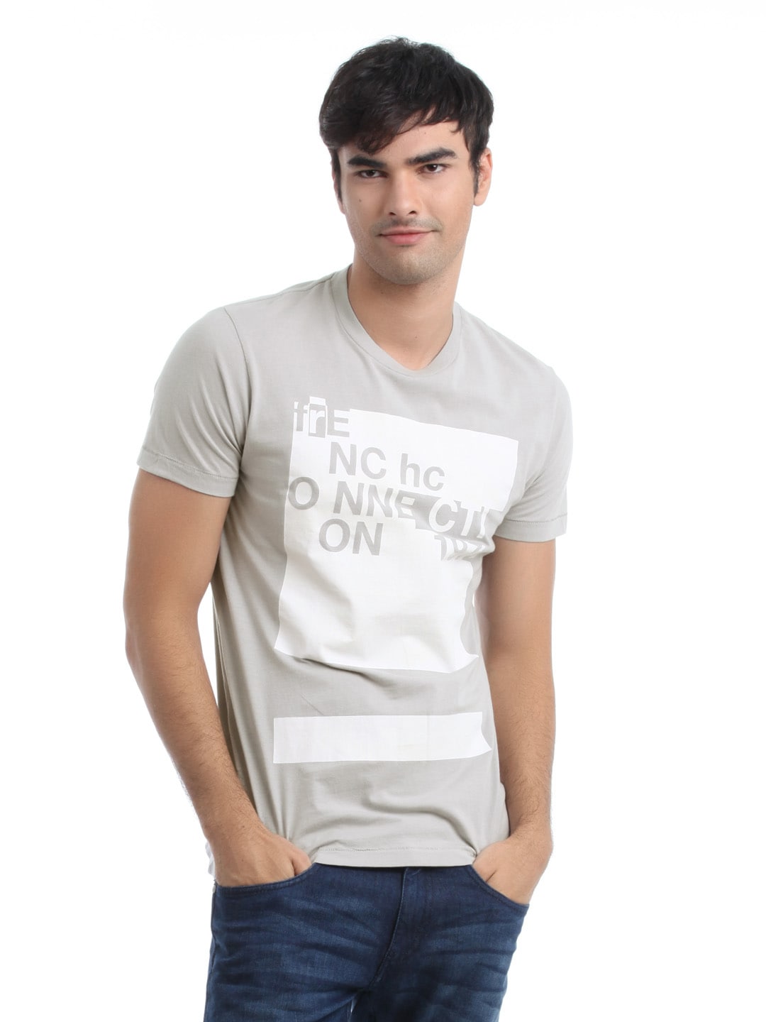 French Connection Men Grey T-shirt