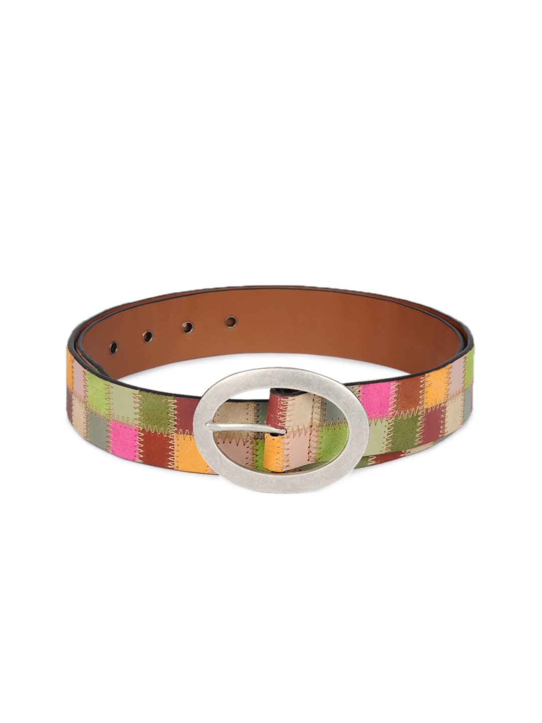 Fossil Women Multi Coloured Quilted Squares Belt
