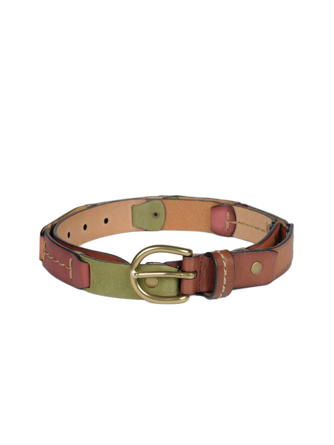 Fossil Women Multi Coloured Stitched Link Belt