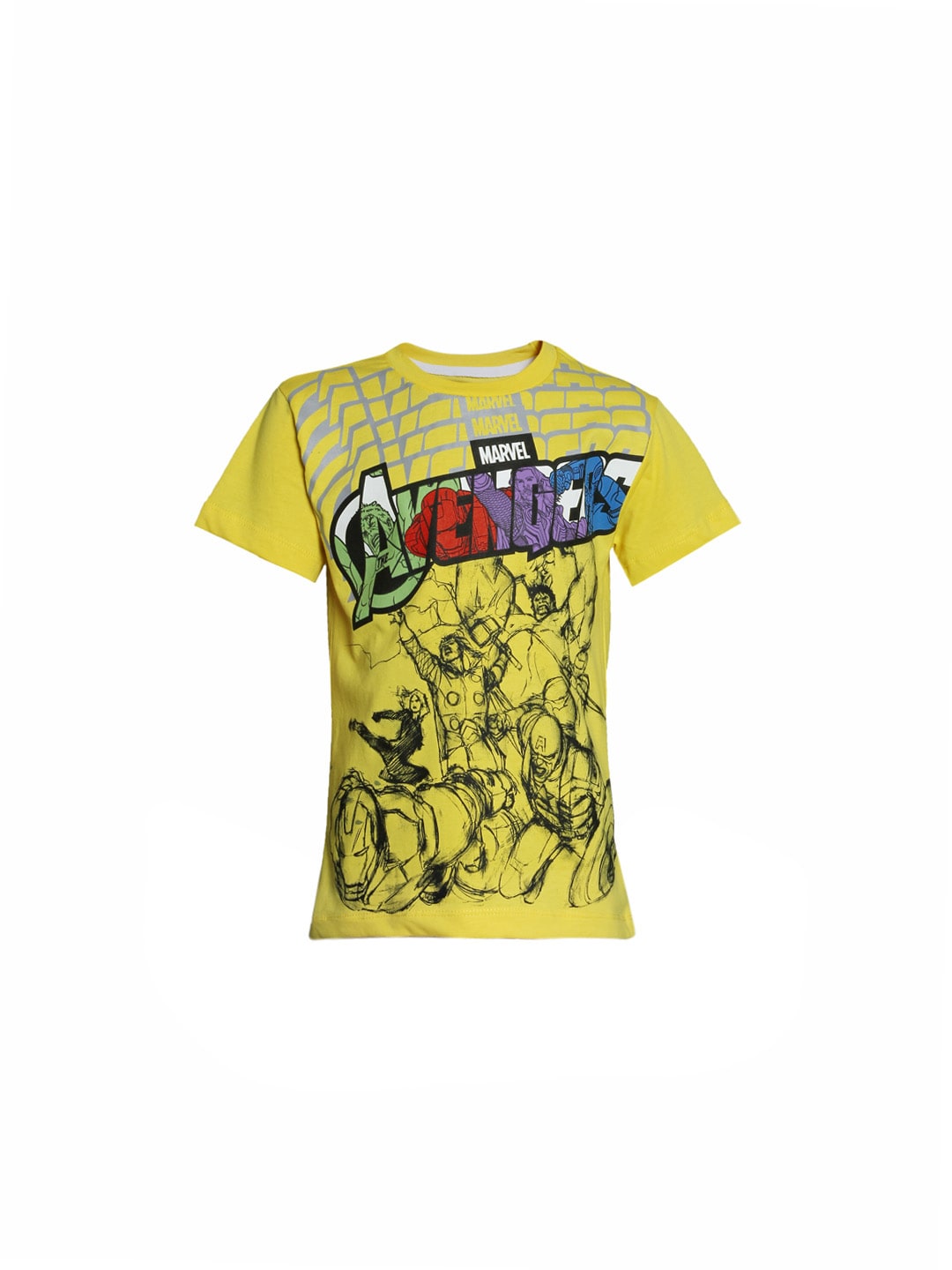 Avengers Boys Yellow Printed T-shirt