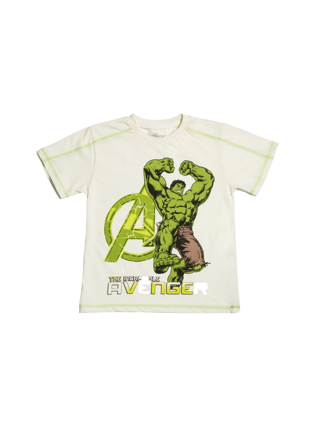 Avengers Boys Cream Printed T-shirt