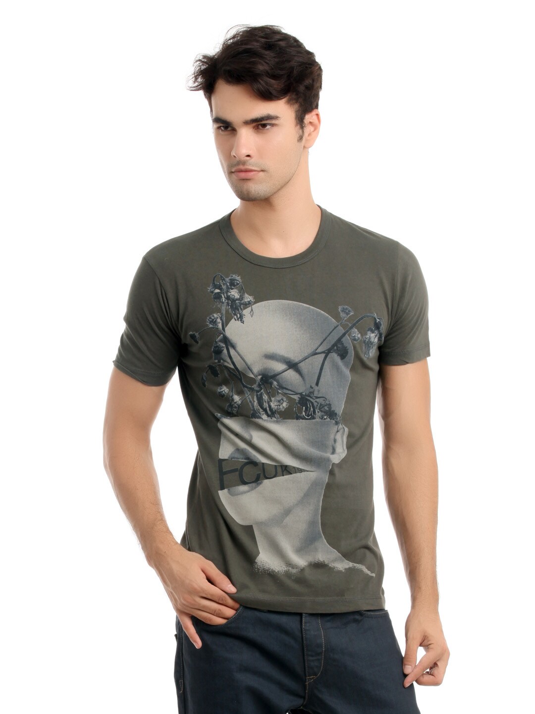 French Connection Men Grey T-shirt