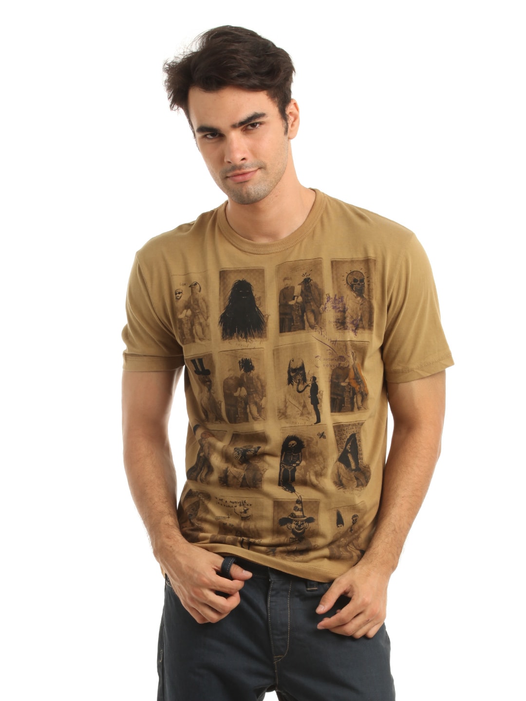 French Connection Men Brown Printed T-shirt