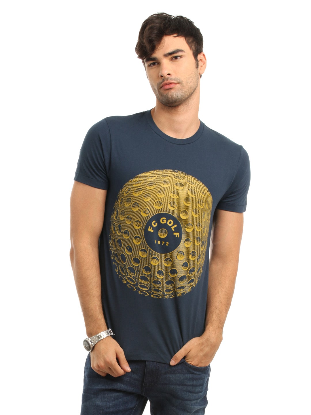 French Connection Men Navy Blue Printed T-shirt
