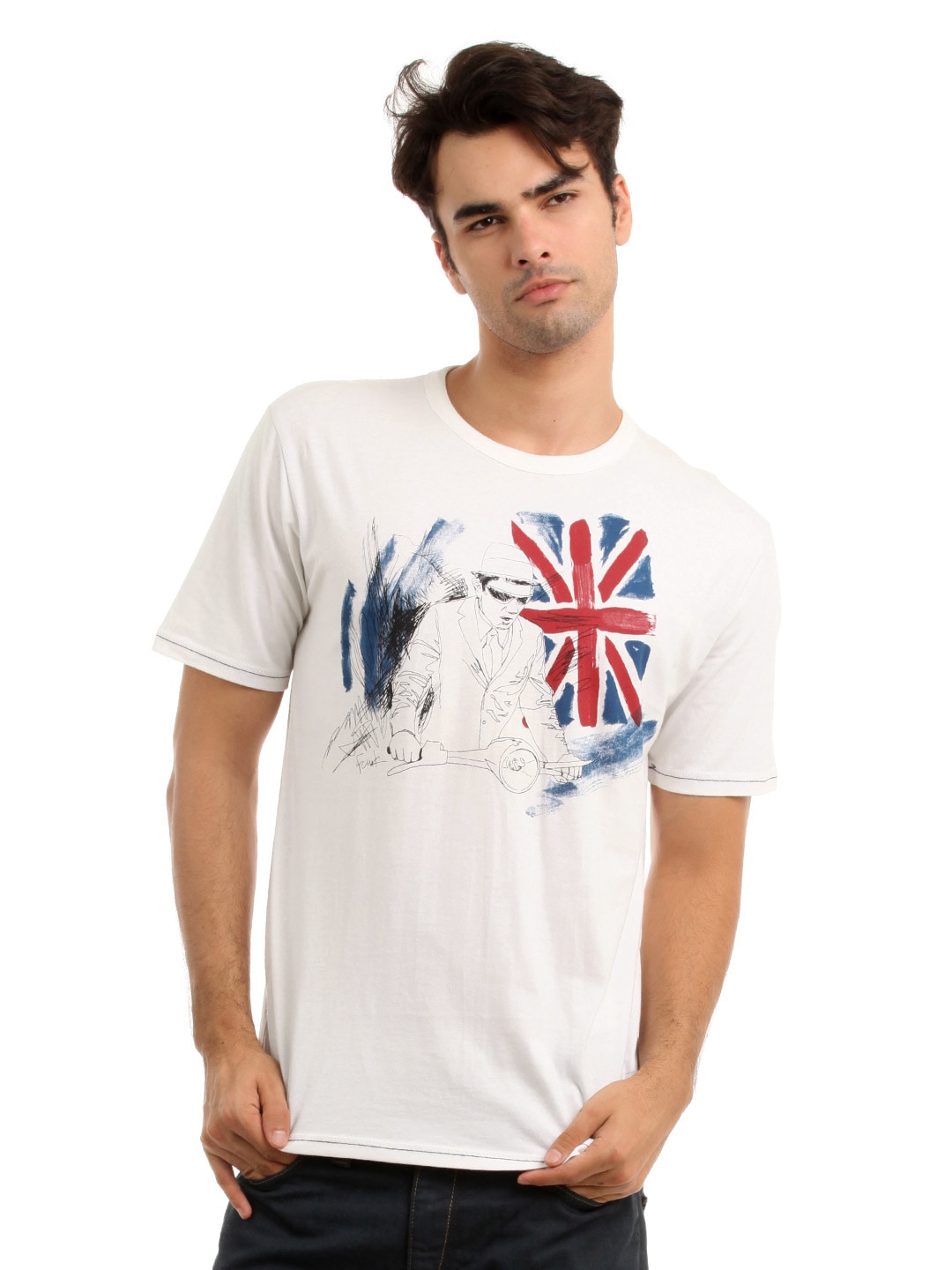 French Connection Men White Printed T-shirt