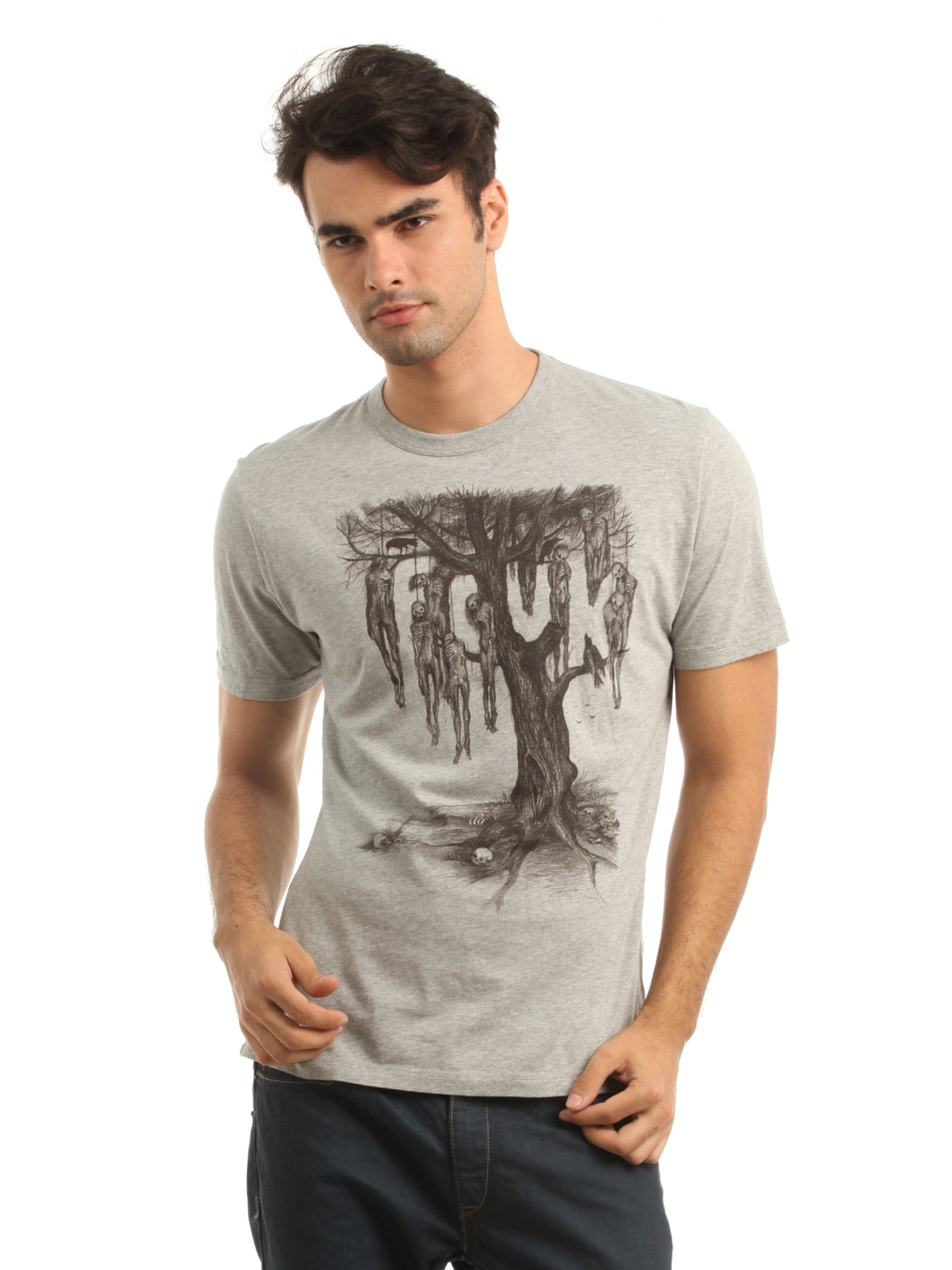 French Connection Men Grey Printed T-shirt