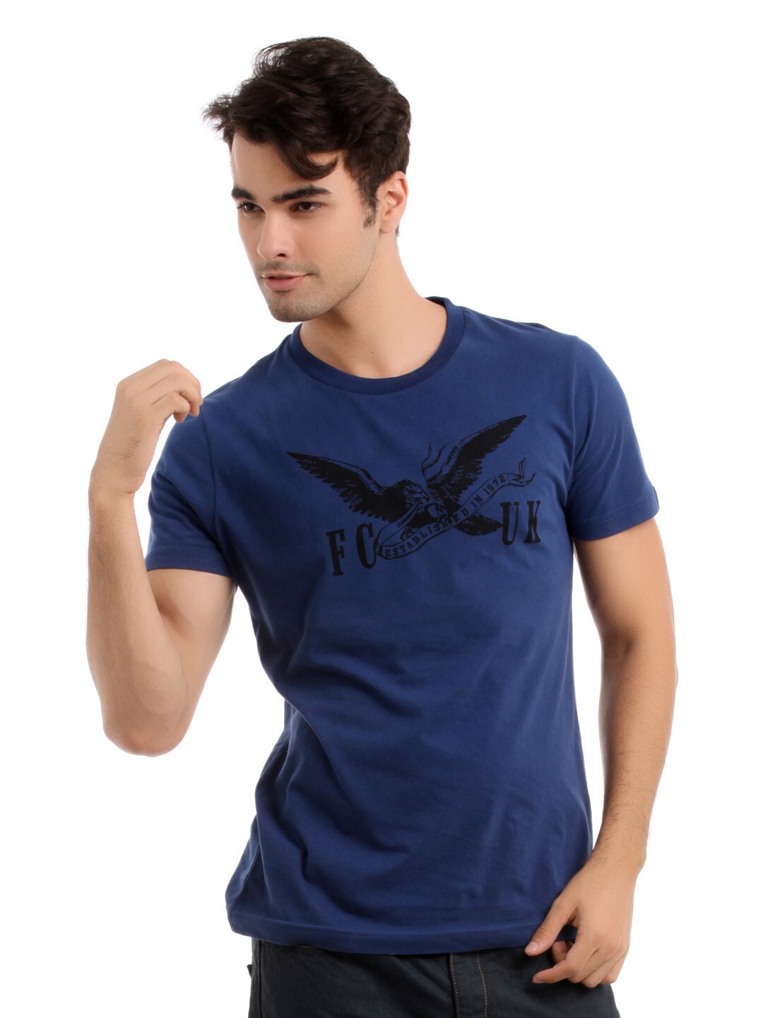 French Connection Men Blue Printed T-shirt