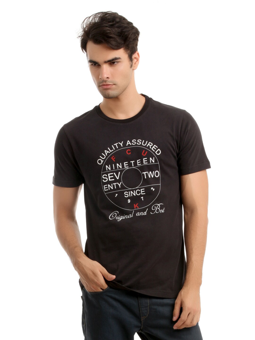 French Connection Men Black Printed T-shirt