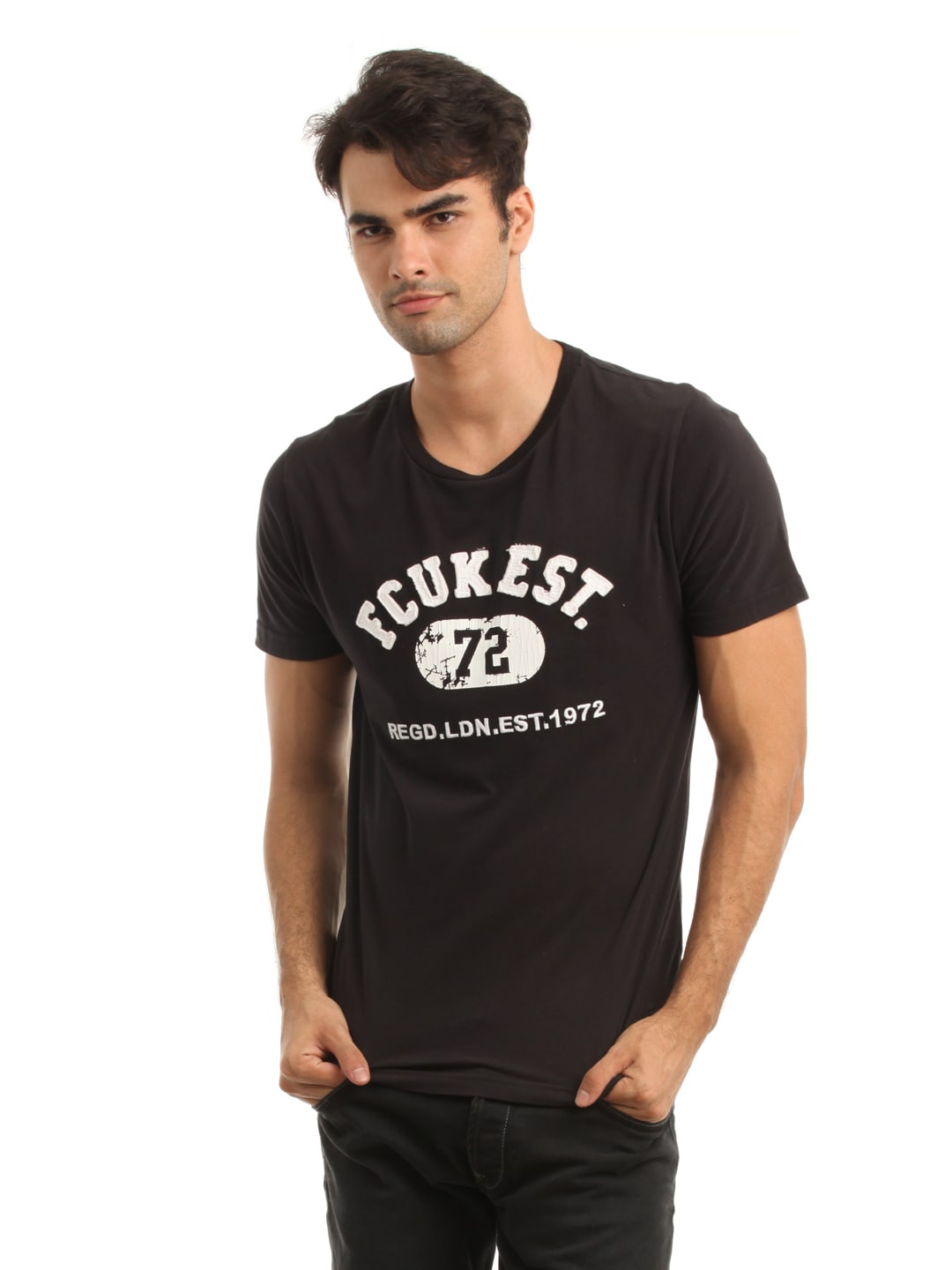French Connection Men Black T-shirt