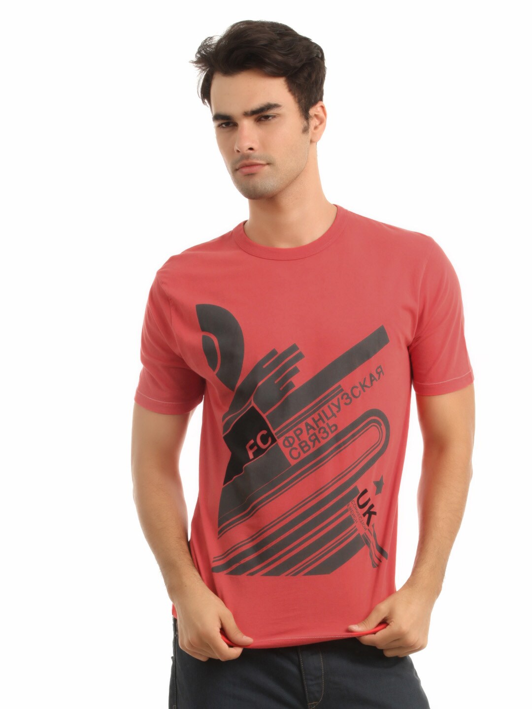 French Connection Men Red Printed T-shirt