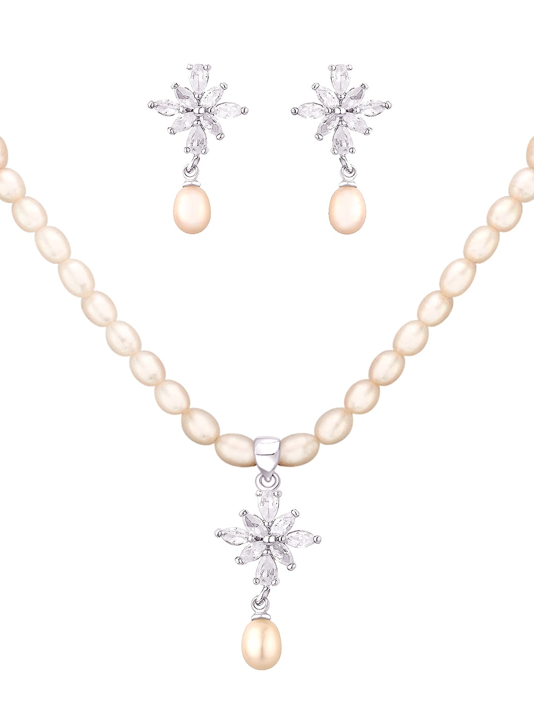 Miki Pearl Women Ivory Jewellery Set