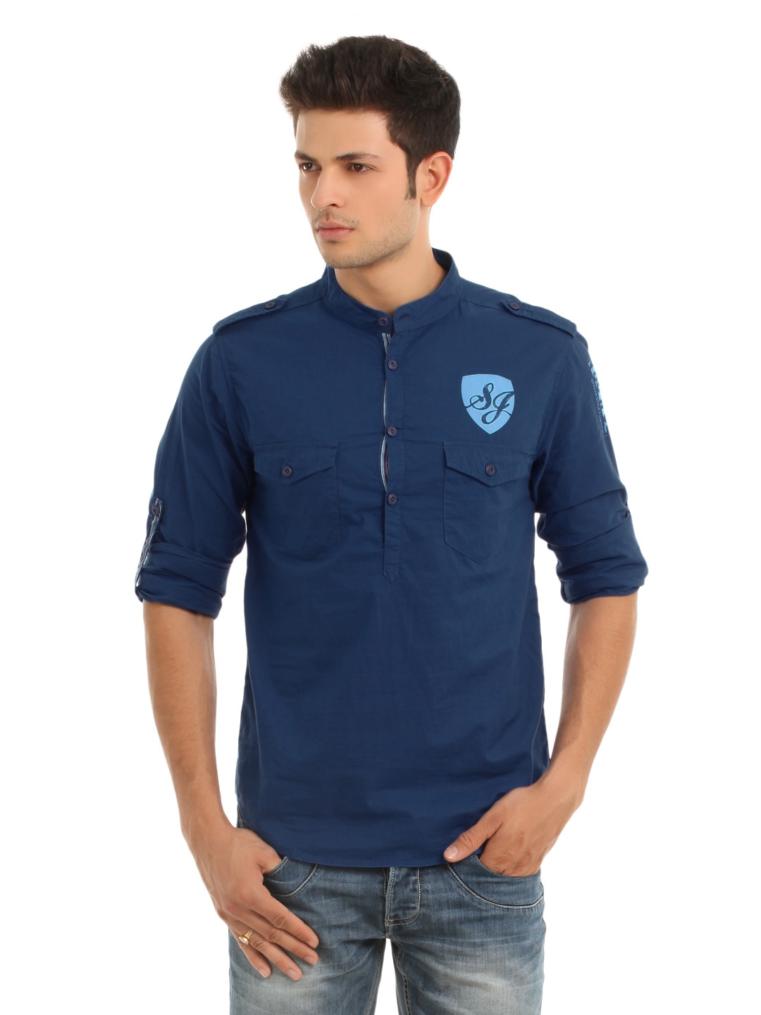 Spykar Men Navy Blue  Shirt