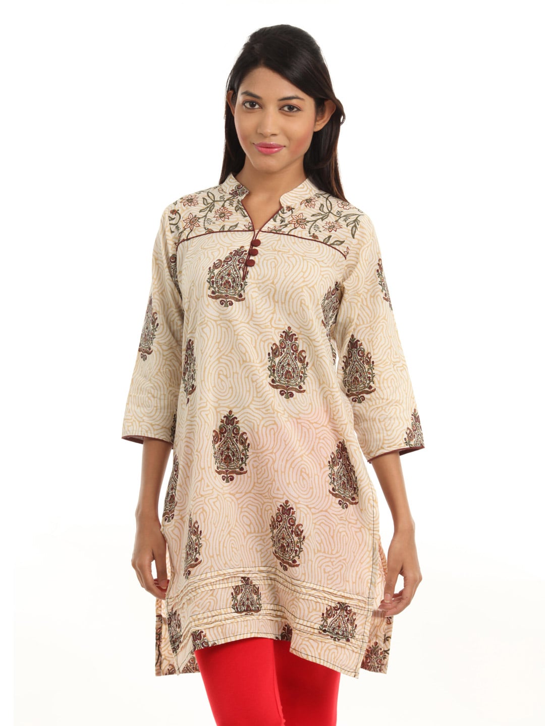 Alma Women Beige Printed Kurta