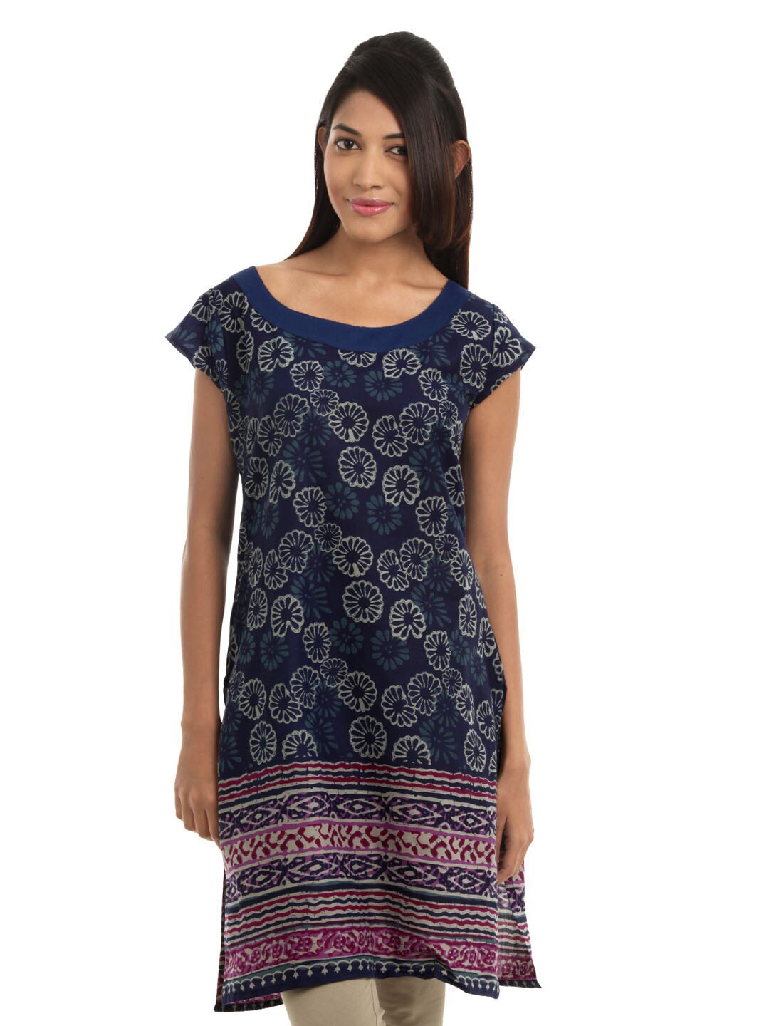 Alma Women Blue Printed Kurta