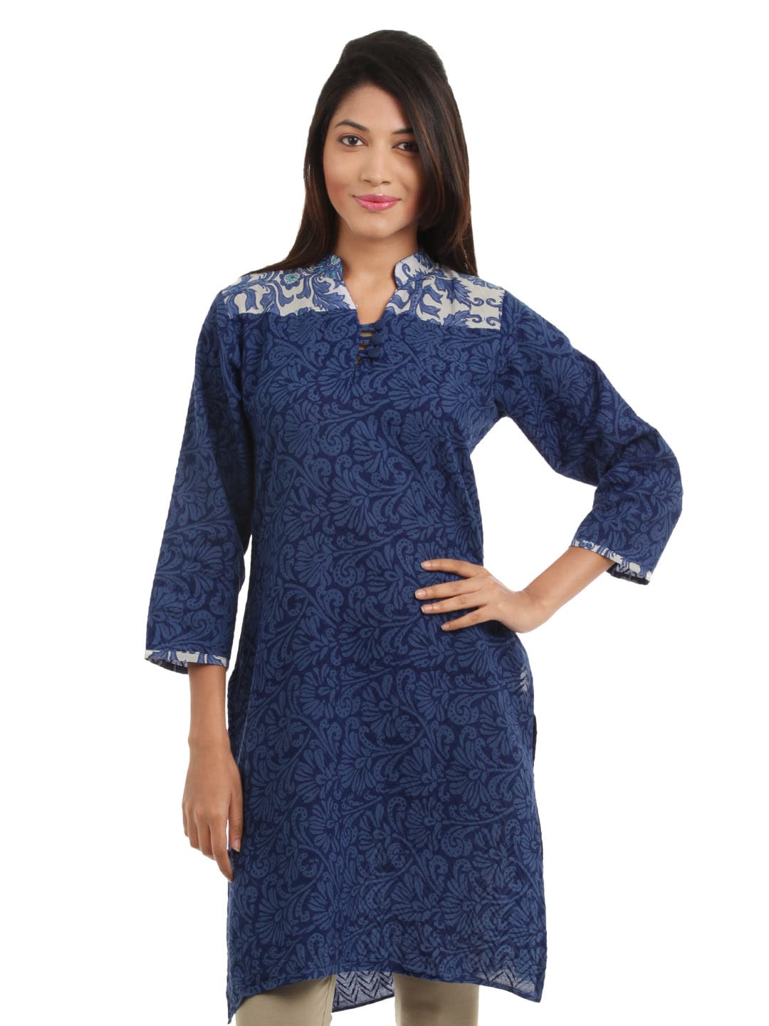 Alma Women Blue Printed Kurta