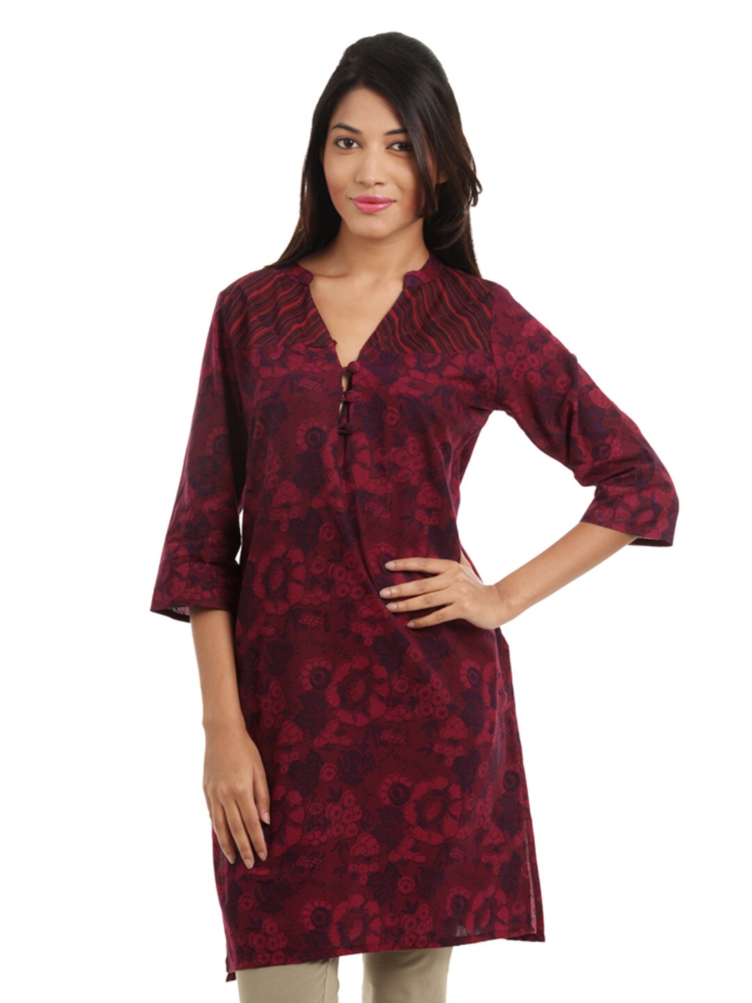 Alma Women Maroon Printed Kurta