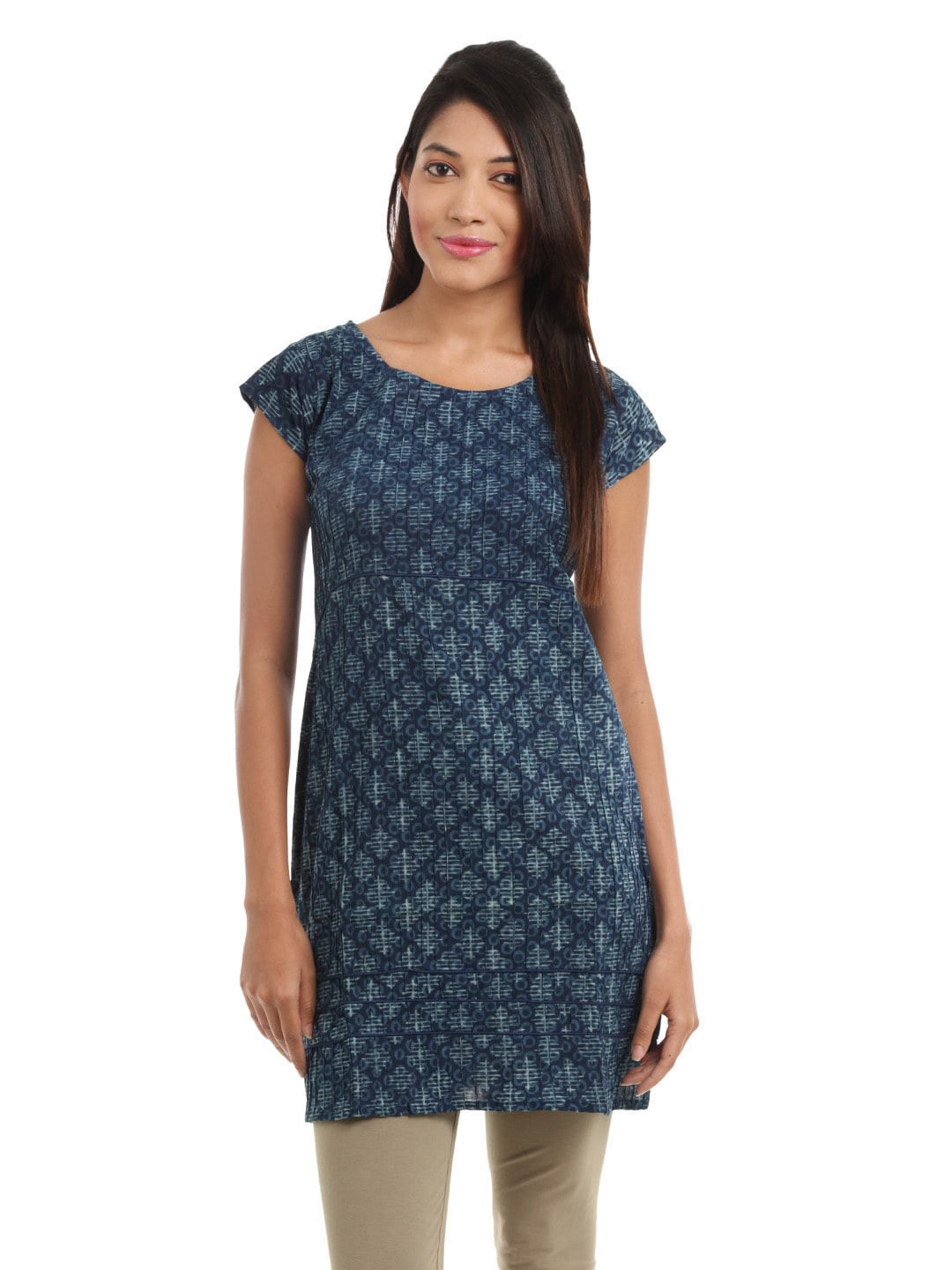 Alma Women Blue Printed Kurta