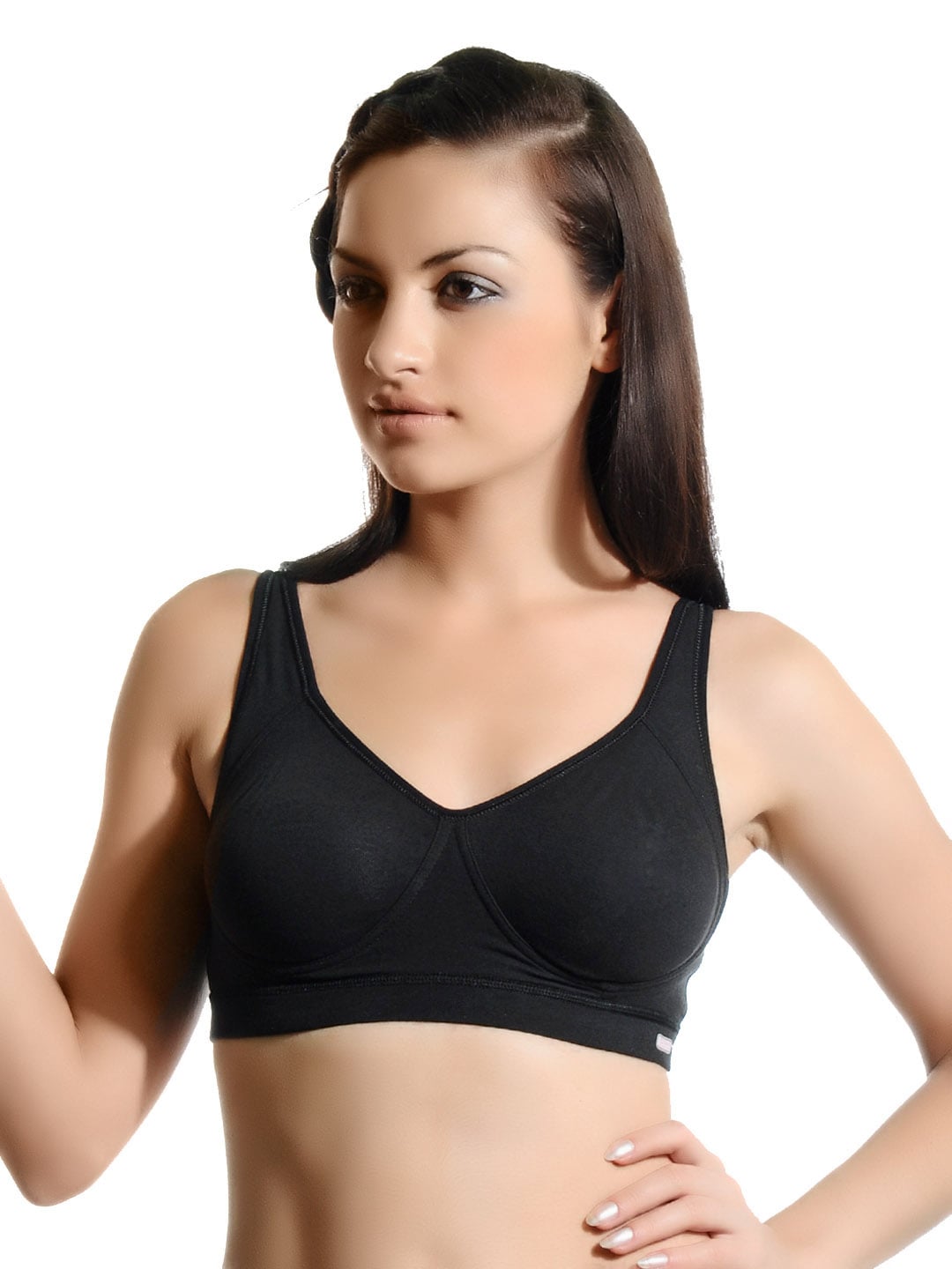 Hanes Women Black Cotton Stretch Moulded Contour Bra