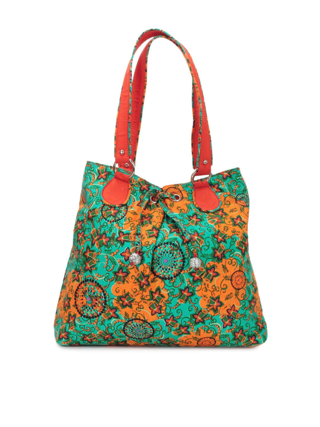 Paridhan Women Orange Printed Handbag