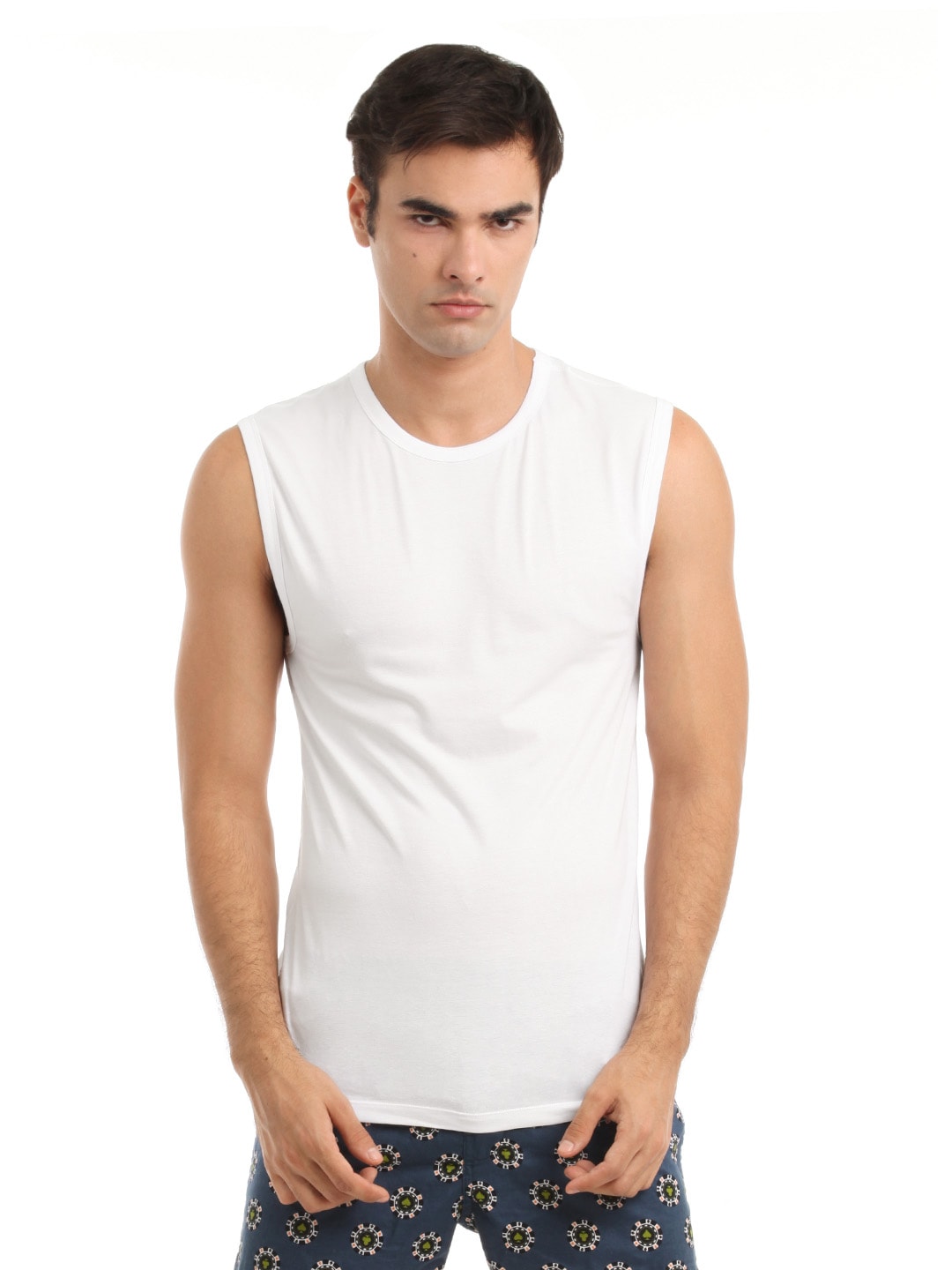 Hanes Men White Duo Dry Cotton Stretch Muscle T-shirt