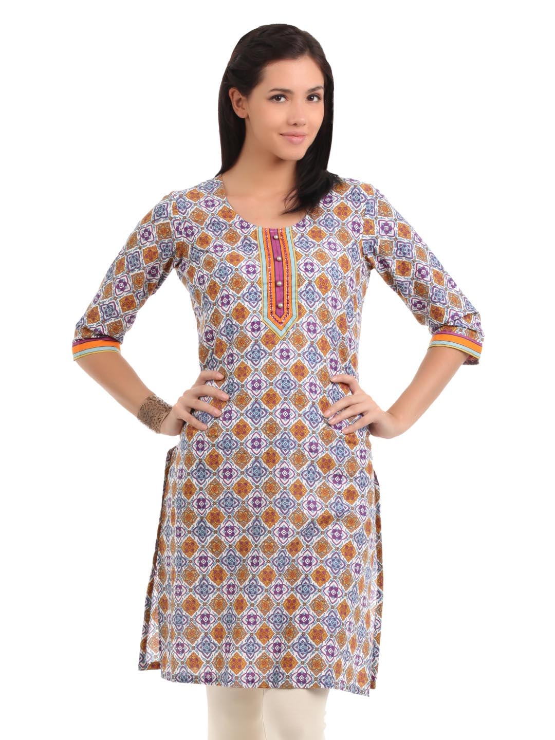 Aurelia Women White Printed Kurta