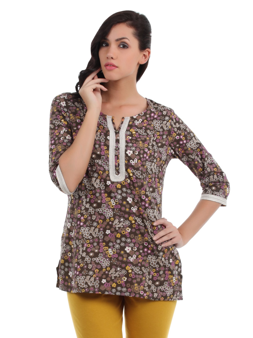 Aurelia Women Brown Printed Kurti