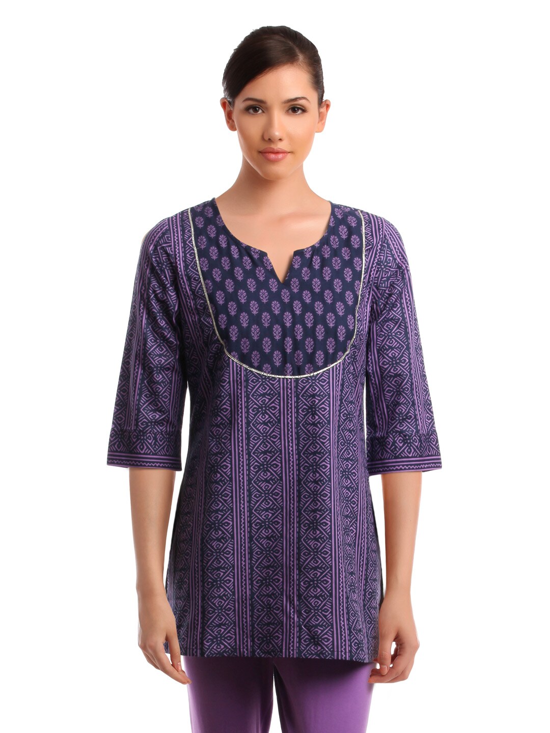 Aurelia Women Purple Printed Kurti