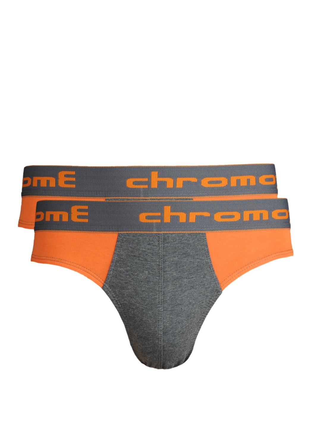 Chromozome Men Grey & Orange Pack of 2 Briefs