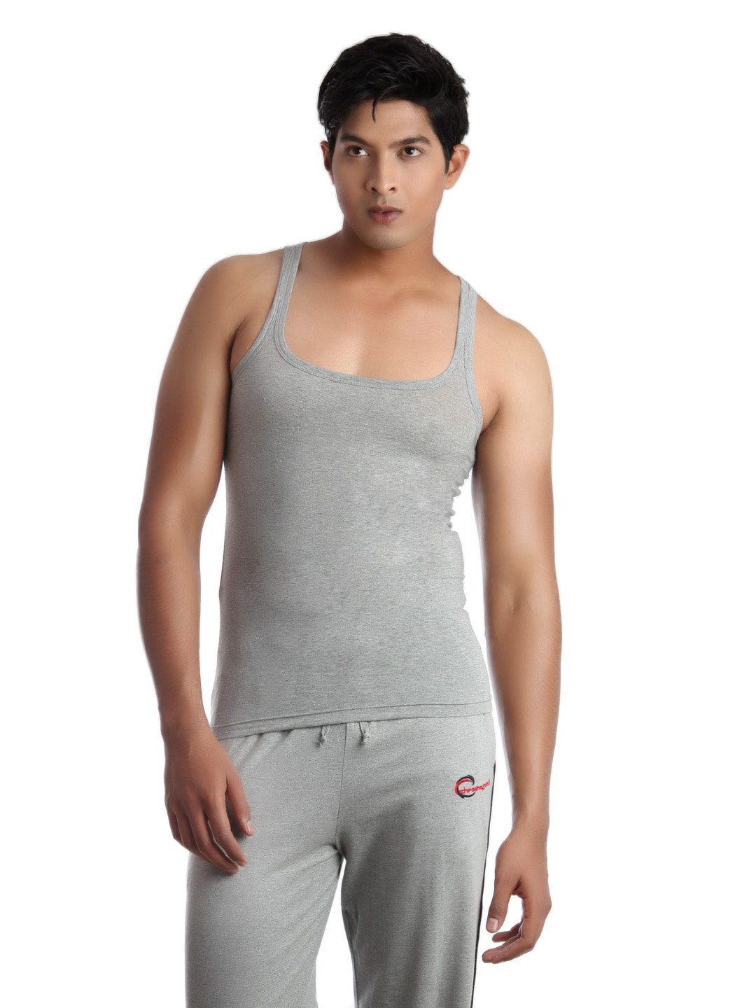 Chromozome Men Grey Melange Innerwear Vest