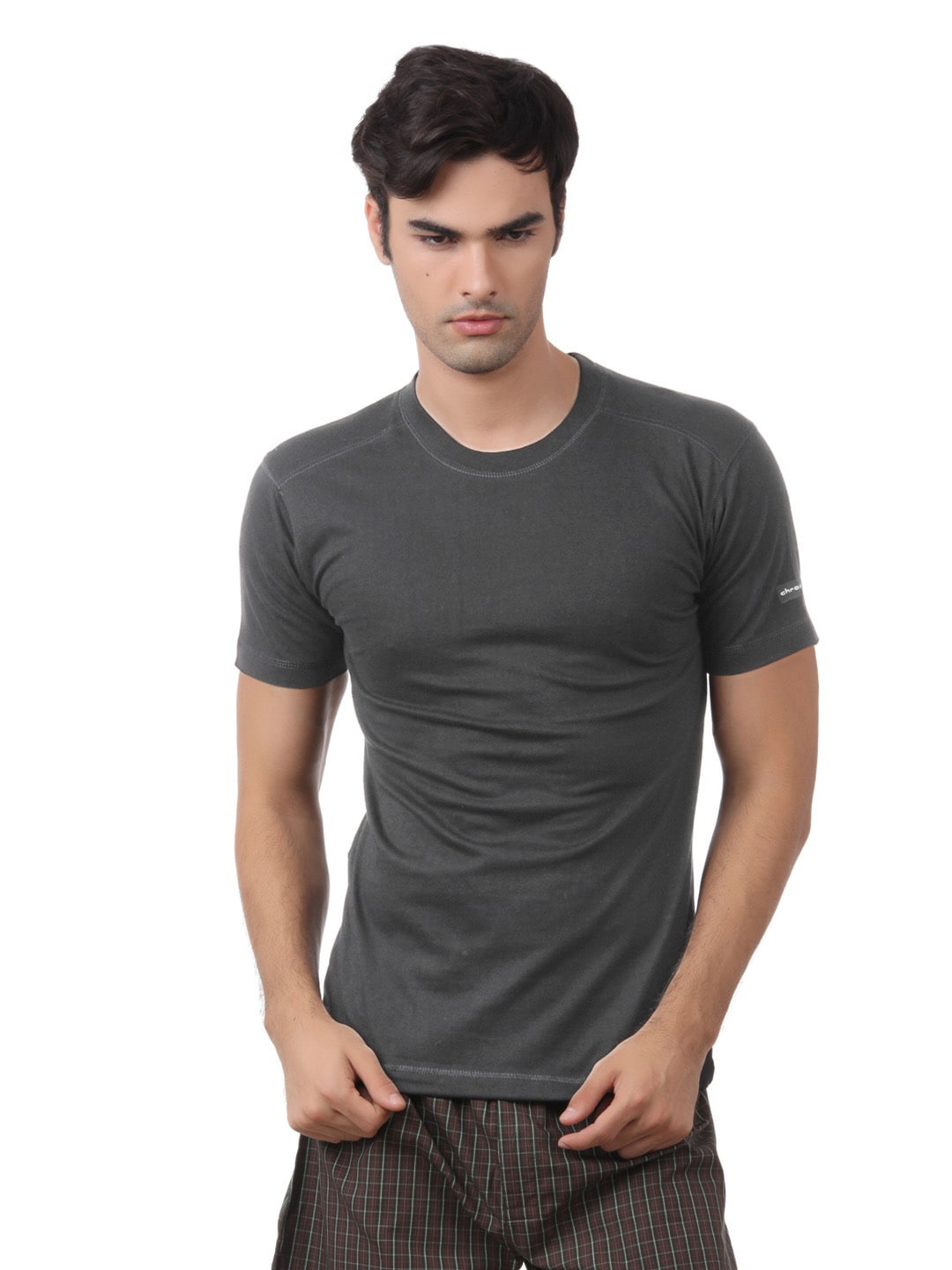 Chromozome Men Charcoal Melange Innerwear T-shirt