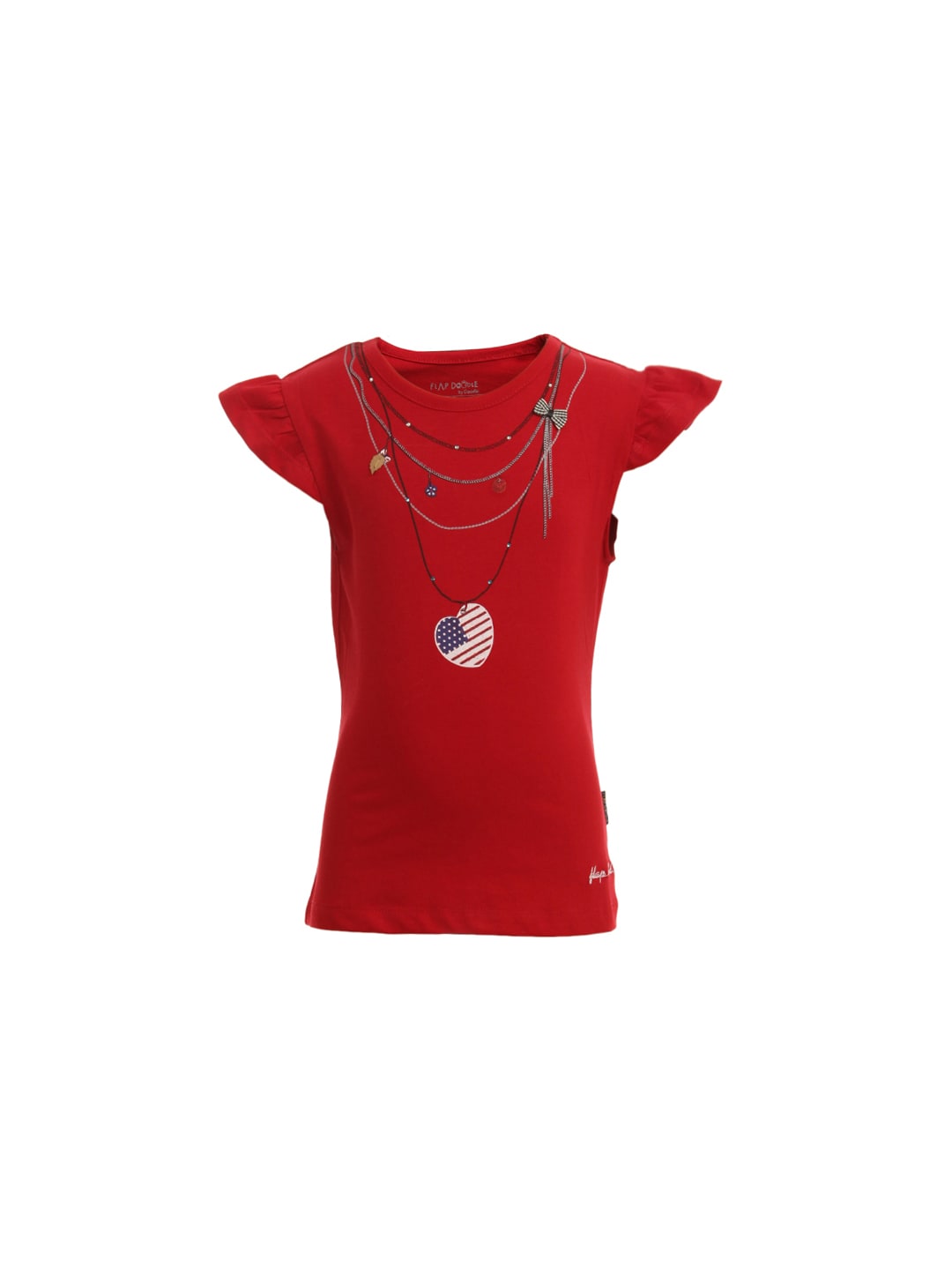 Doodle Girls Red Printed Top