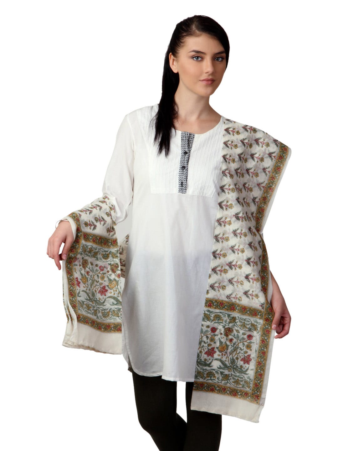 Fabindia Women Printed Cream Dupatta