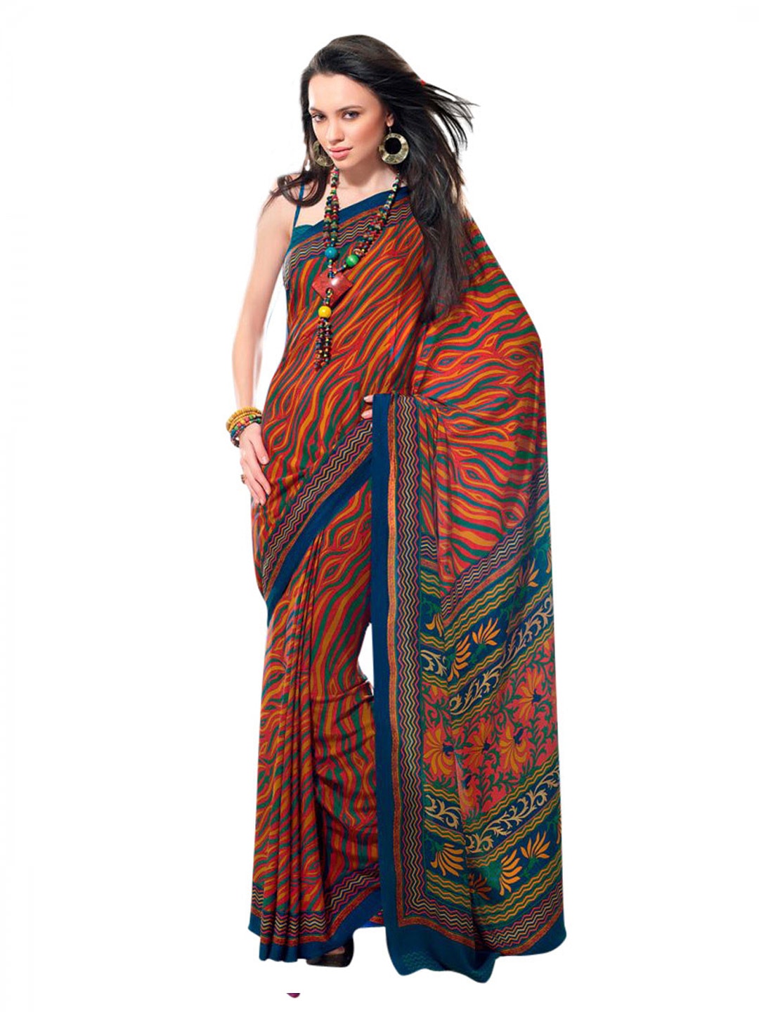 Prafful Multi Coloured Printed Sari