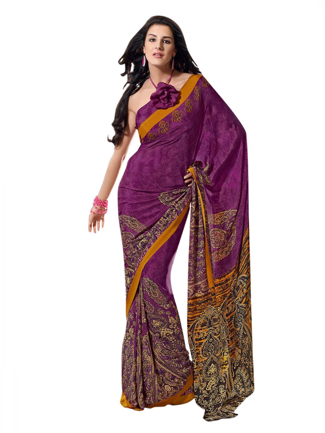 Prafful Purple & Beige Sari