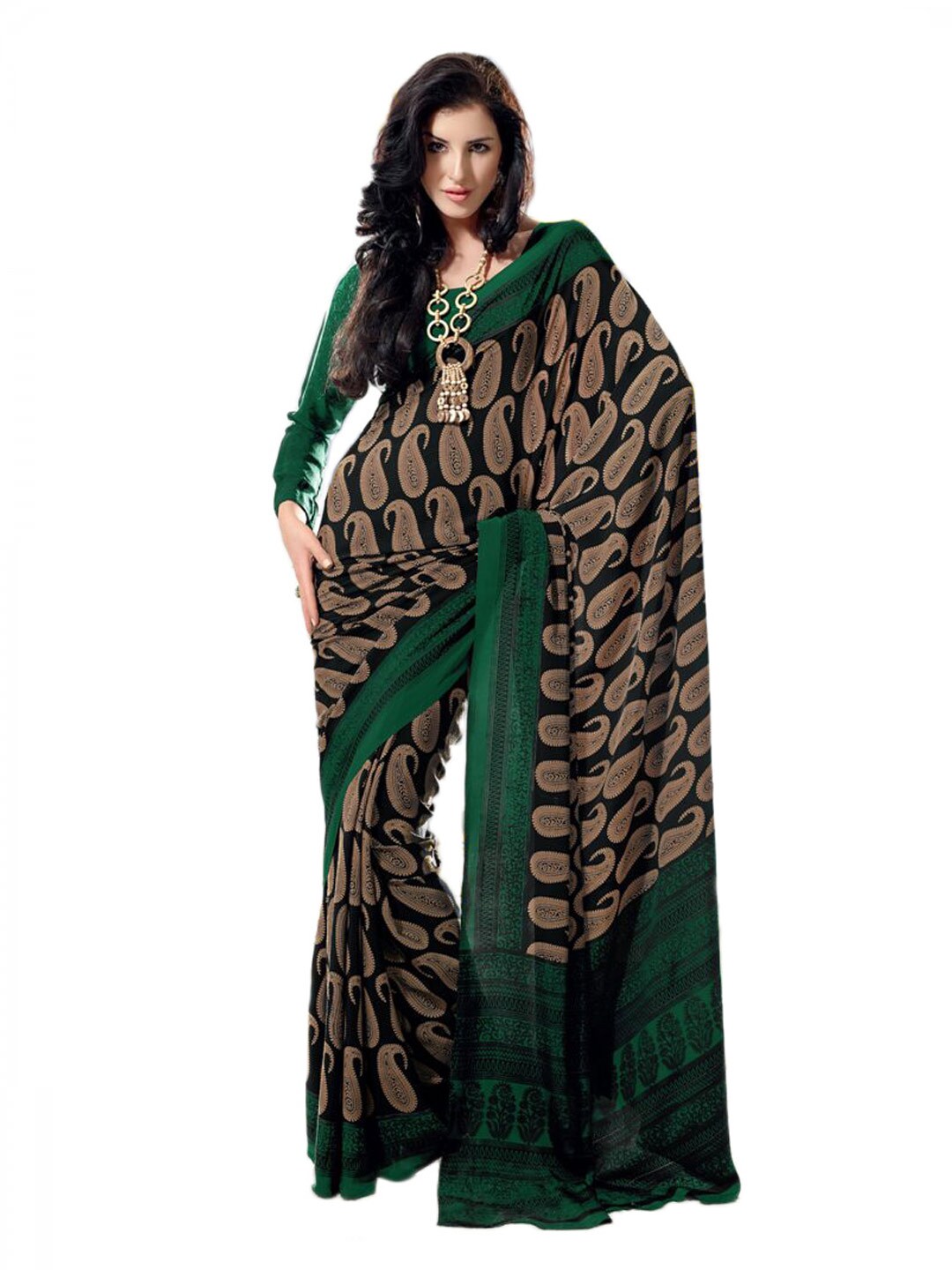 Prafful Women Black Crepe Sari
