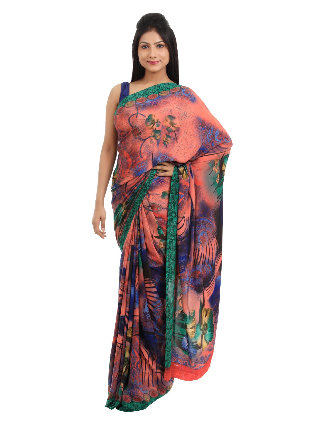 Prafful Multi Coloured Printed Sari