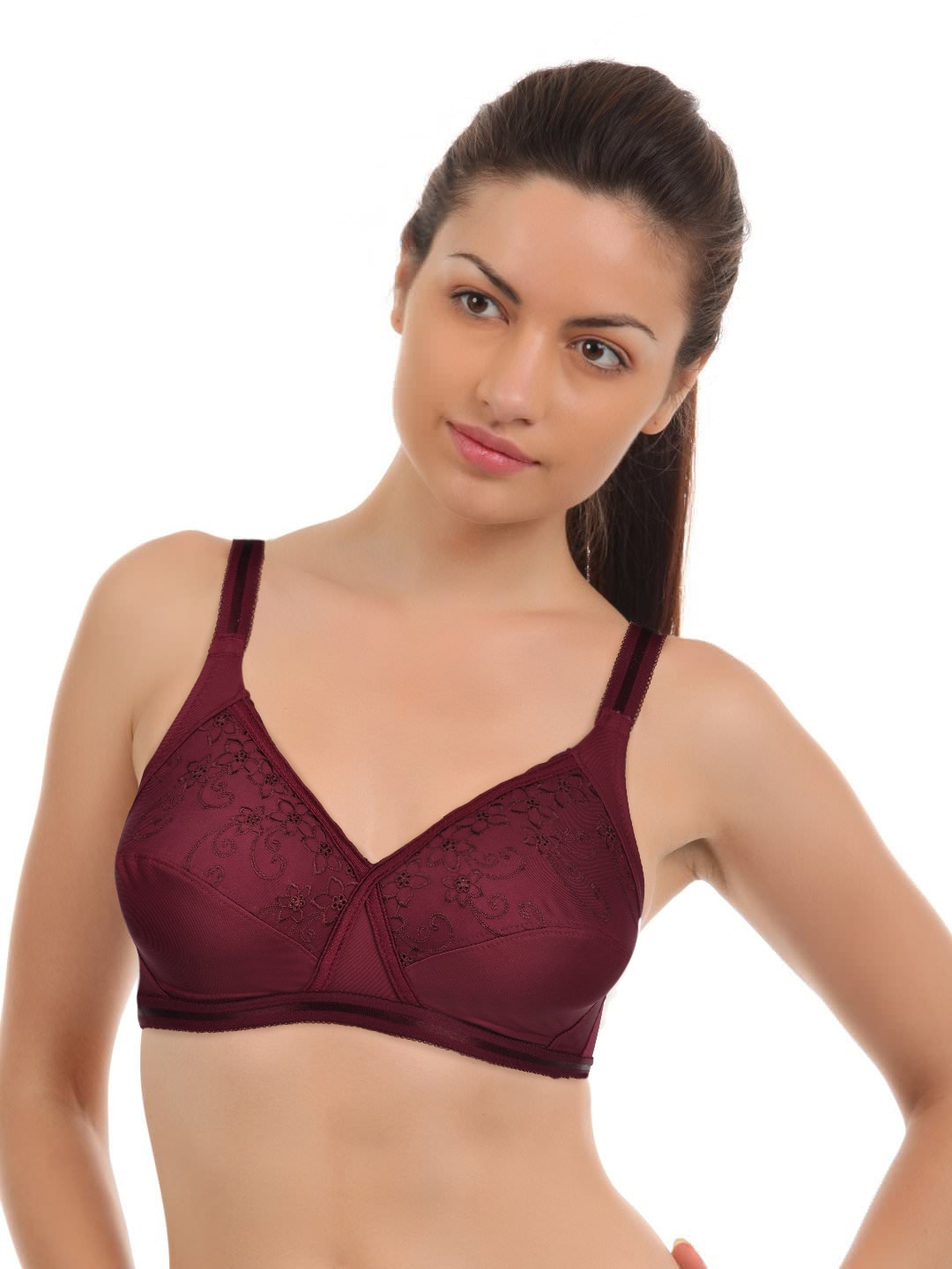 Enamor Full Figure Burgundy Coloured Bra FB 09