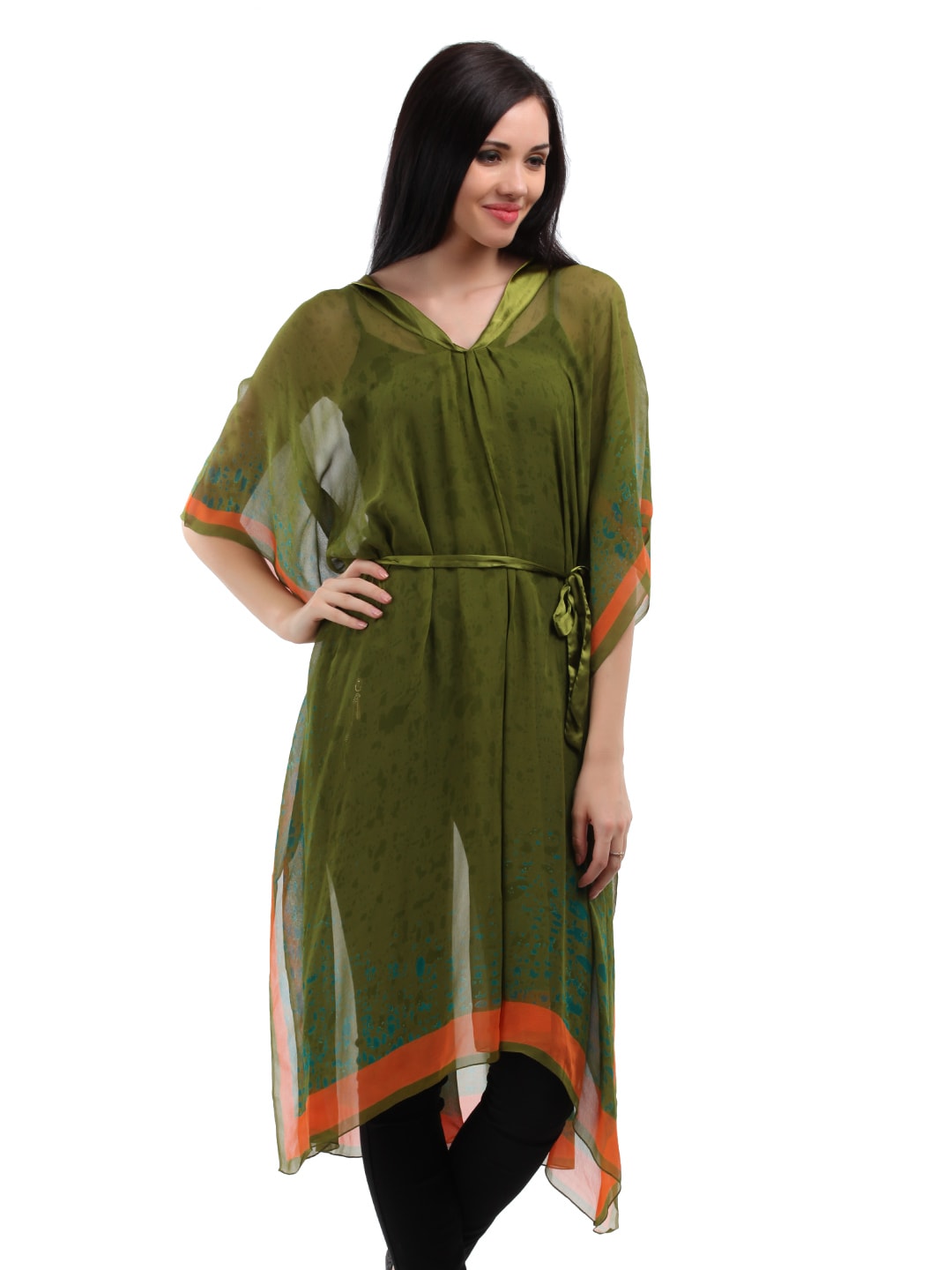 Satya Paul Women Green Printed Kaftan