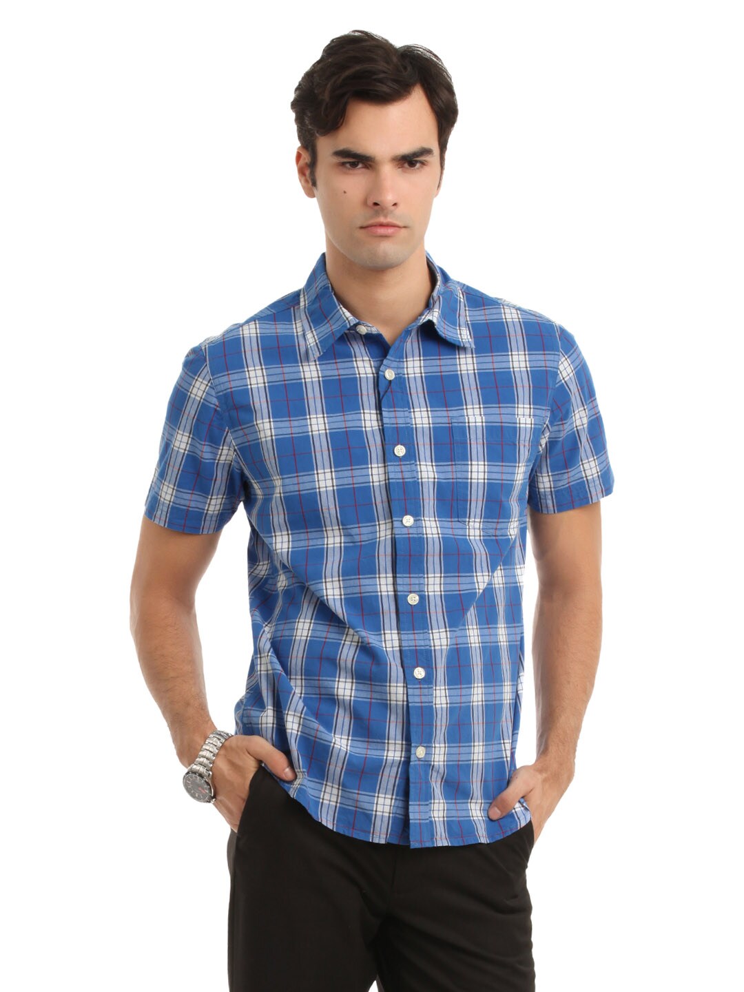 Myntra Men Blue Check Shirt