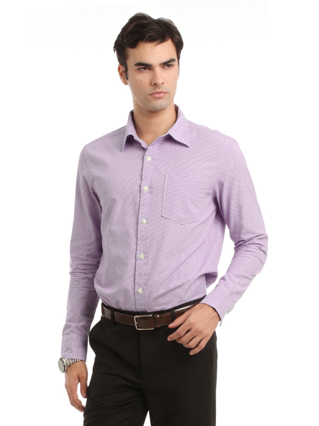 Myntra Men Lavender Striped Shirt