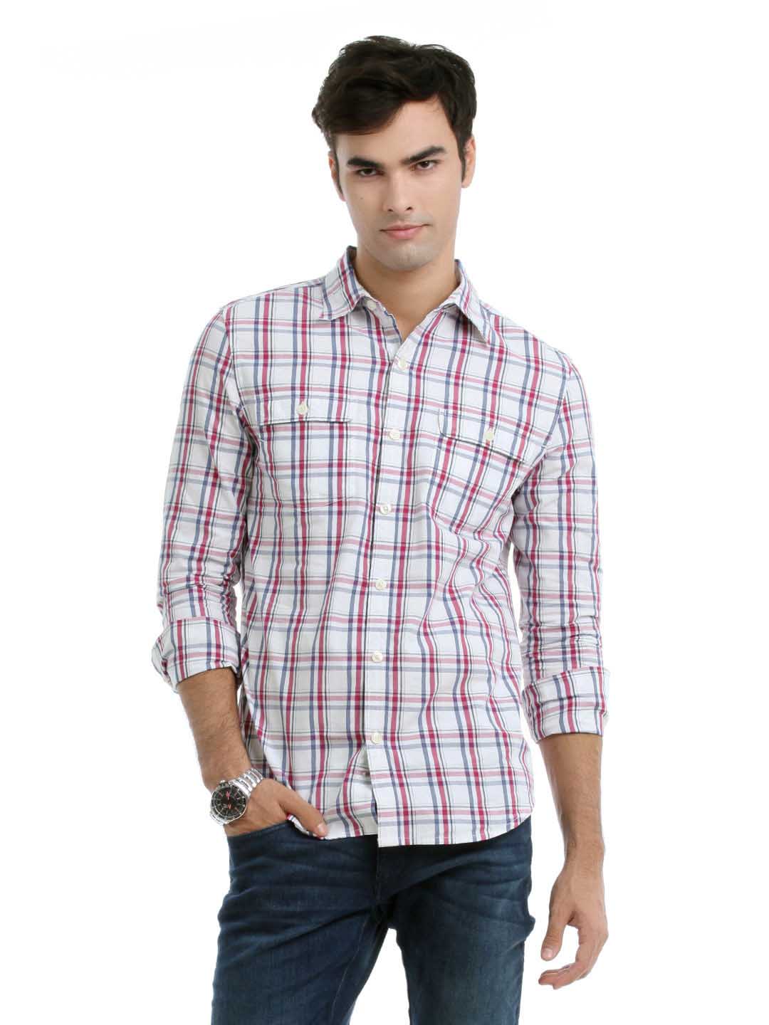 Myntra Men White Check Shirt