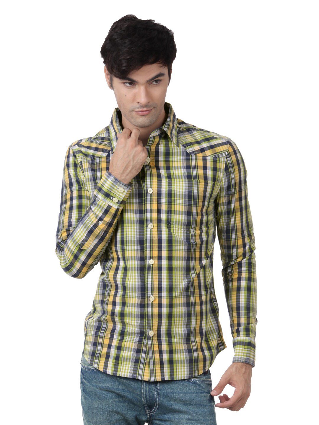 Myntra Men Green Check Shirt