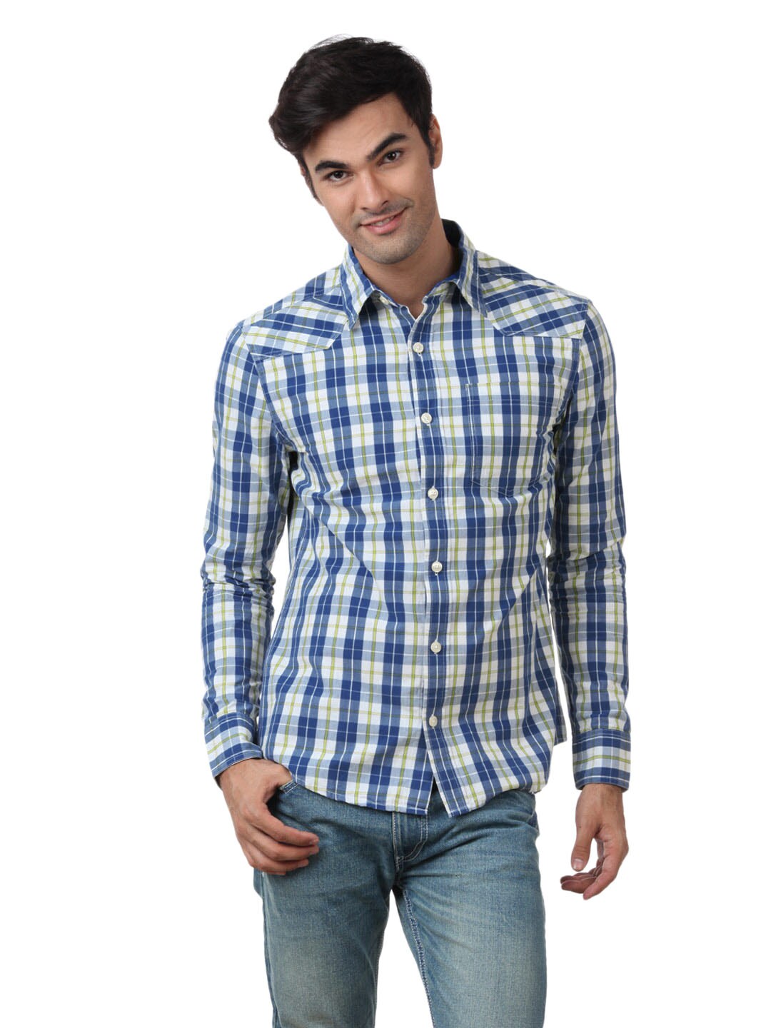 Myntra Men Blue Check Shirt