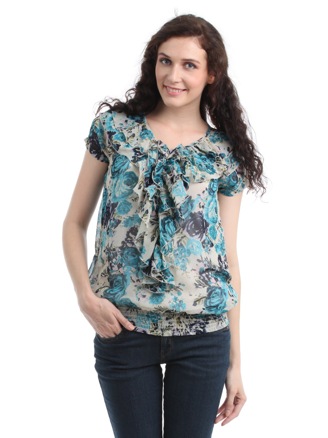 Myntra Women Blue Printed Top